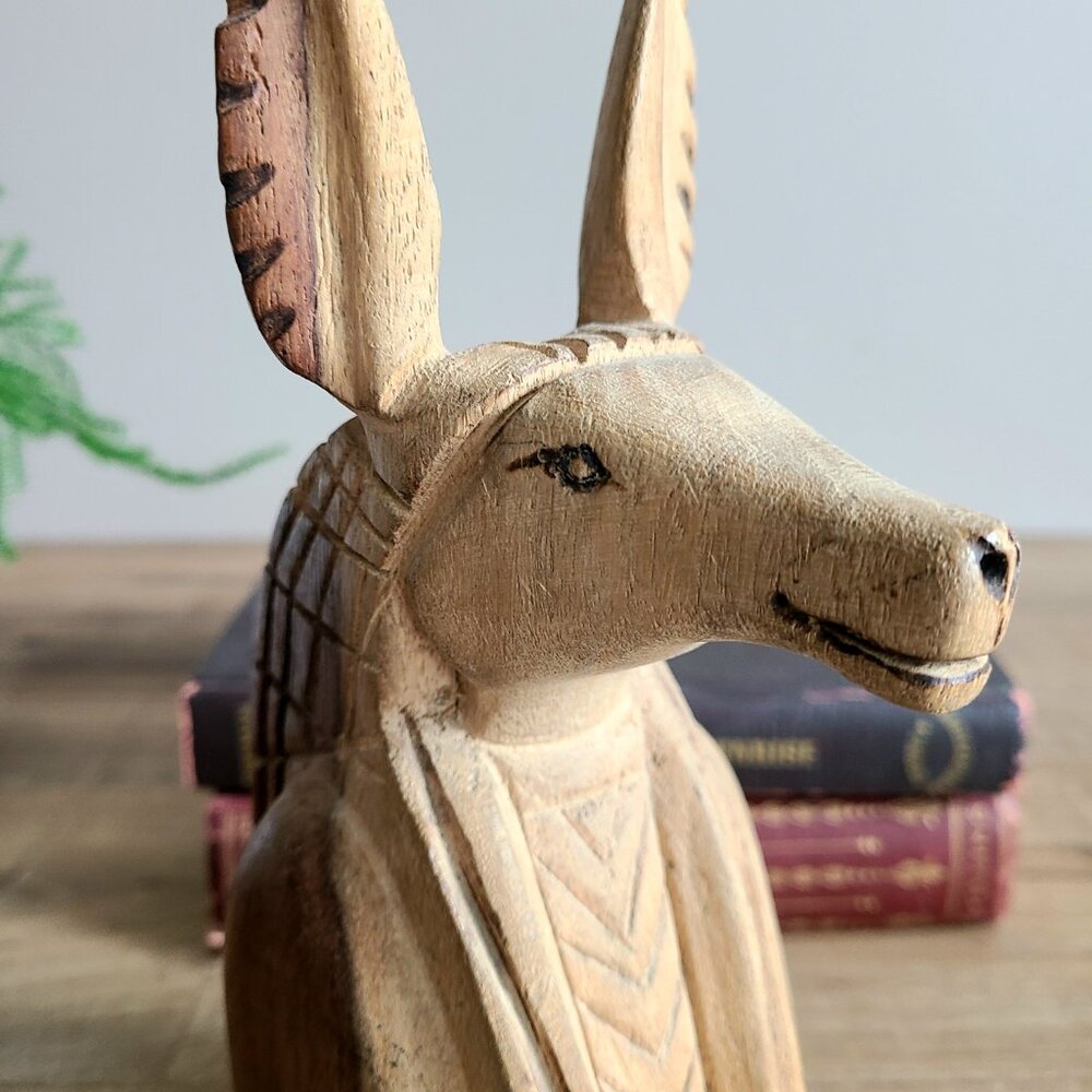 Anubis bust wooden hand carved figuring. Egyptian mythology. Home decor.8 1.4'' - Picture 6 of 9